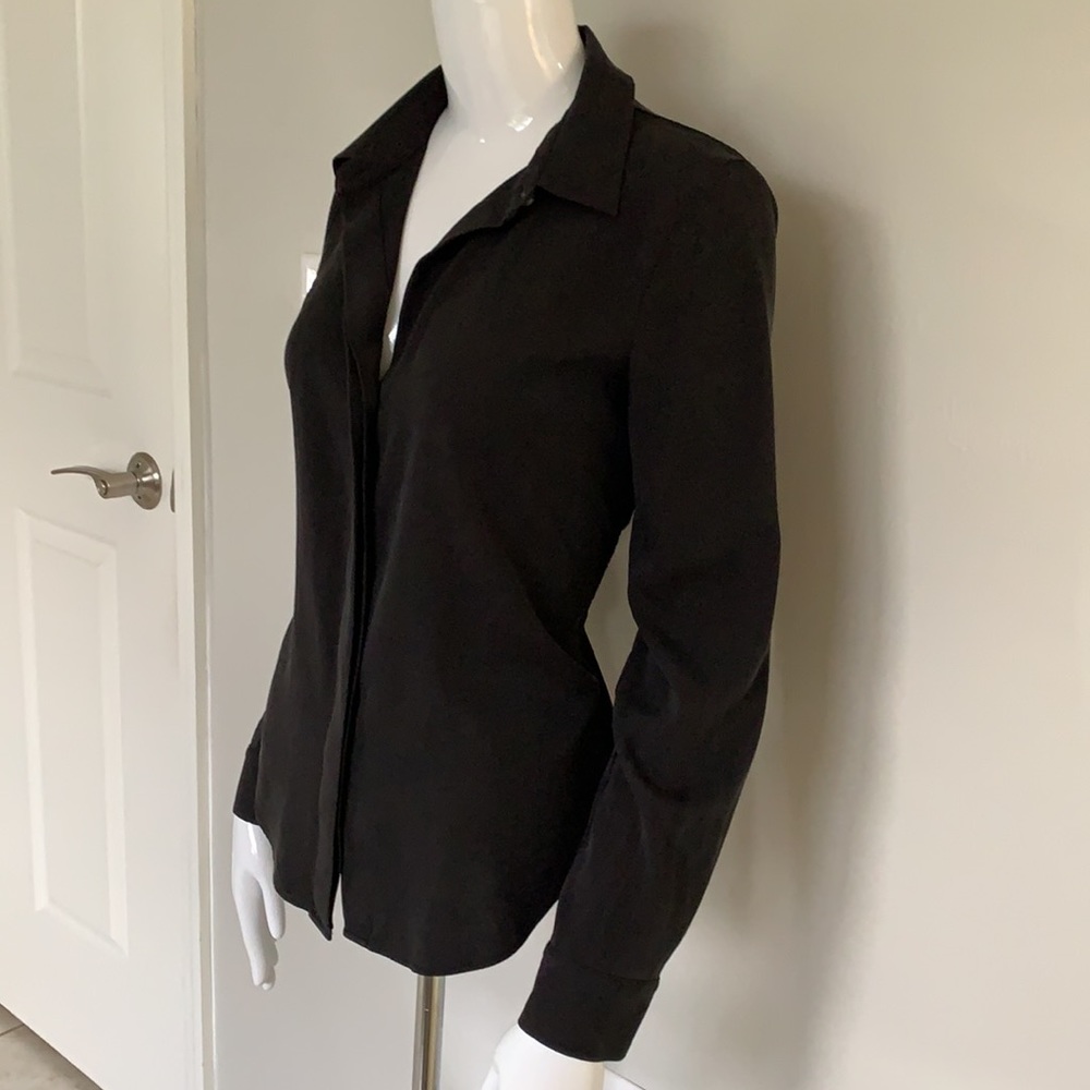 Theory Silk Black Button Down Blouse - image 5